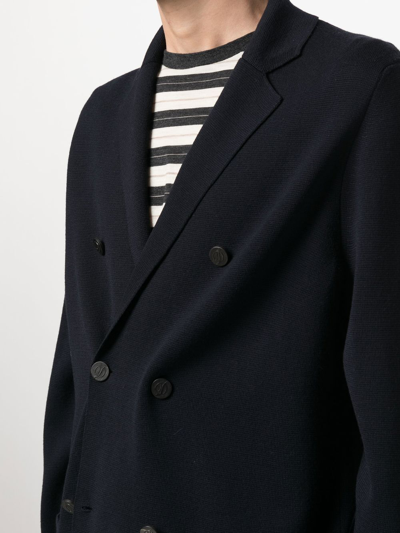 Drumohr Double-breasted Merino Wool Cardigan In Blau