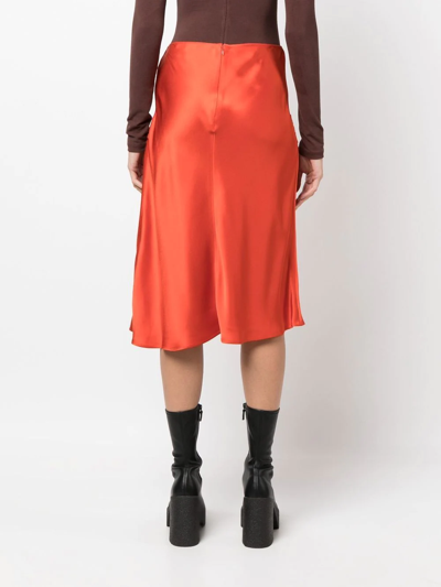 Shop Stella Mccartney Lace-insert Midi Skirt In Rot