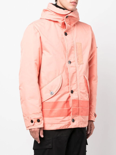 Stone Island Logo-patch Button-fastening Jacket In Orange