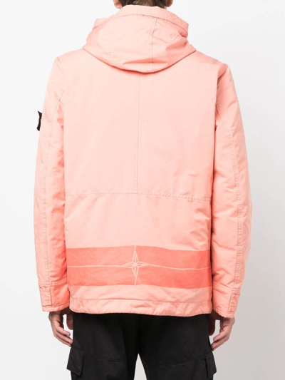 Stone Island Logo-patch Button-fastening Jacket In Orange