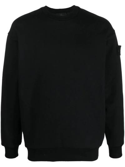 Shop Stone Island Logo-patch Long-sleeve Sweatshirt In Schwarz
