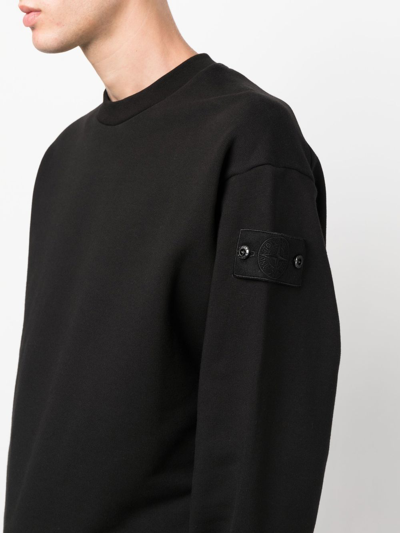 Shop Stone Island Logo-patch Long-sleeve Sweatshirt In Schwarz