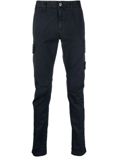 Stone Island Compass-patch Cargo Trousers In Blue | ModeSens
