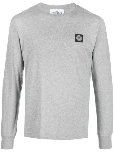 Stone Island Compass-patch Long-sleeve T-shirt In Grau | ModeSens