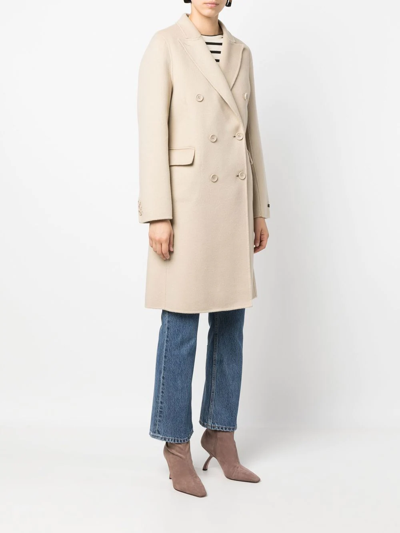 Shop Paltò Double- Breasted Coat In Nude