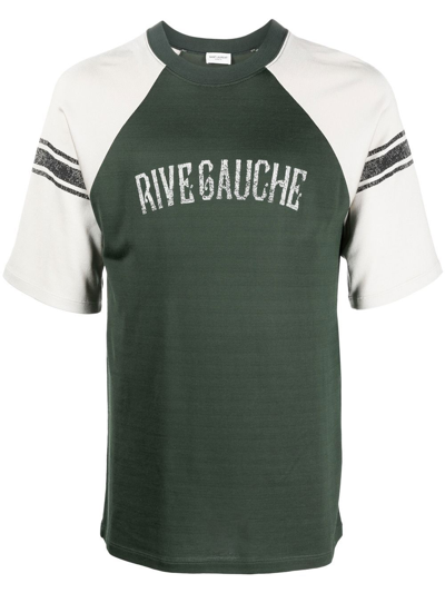 Shop Saint Laurent Rive Gauche Raglan T-shirt In Grün