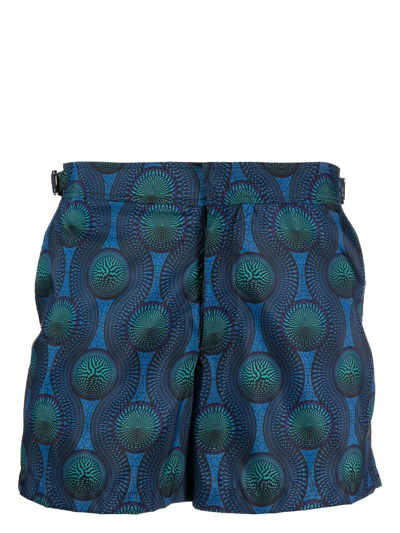 Shop Ozwald Boateng Mosaic-print Swim Shorts In Blau