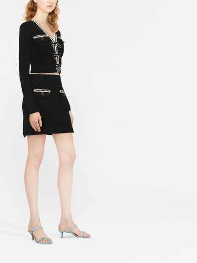 Shop Self-portrait High-waist Peplum Skirt In Schwarz