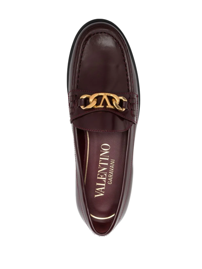 Shop Valentino Vlogo Signature Loafers In Rot