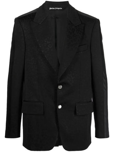 Shop Palm Angels Jacquard Single-breasted Blazer In Schwarz