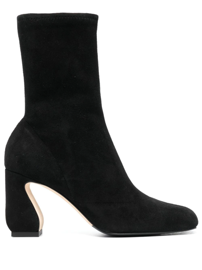Shop Si Rossi Square-toe Suede Boots In Schwarz