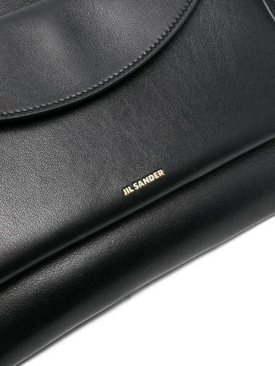 Jil Sander Front Pouch Leather Crossbody Bag In Black