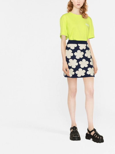 Shop Kenzo Floral Intarsia-knit Skirt In Blau