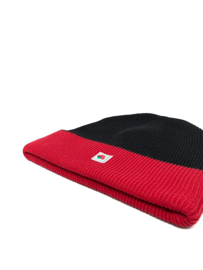Kenzo Logo-patch Ribbed-knit Beanie In Schwarz