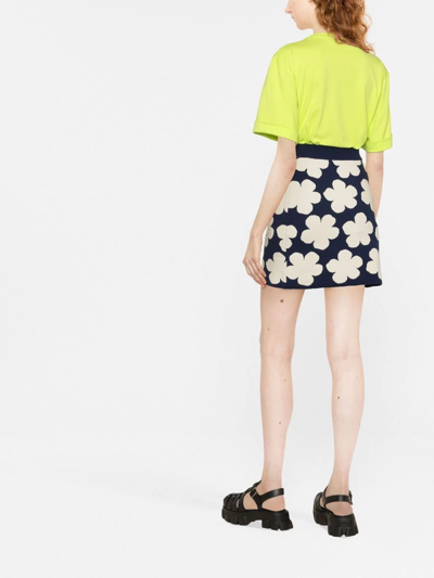 Shop Kenzo Floral Intarsia-knit Skirt In Blau