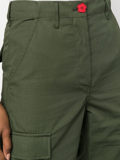 Shop Kenzo Logo-patch Cargo Trousers In Grün