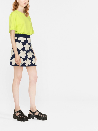 Shop Kenzo Floral Intarsia-knit Skirt In Blau