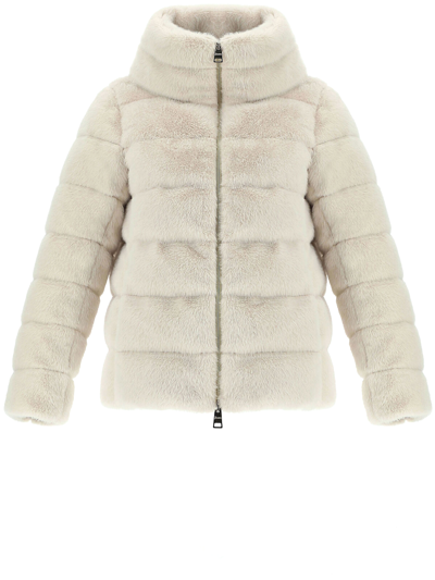 Herno White Down Filled Comforter Jacket In Cream