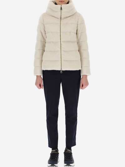 Herno White Down Filled Comforter Jacket In Cream
