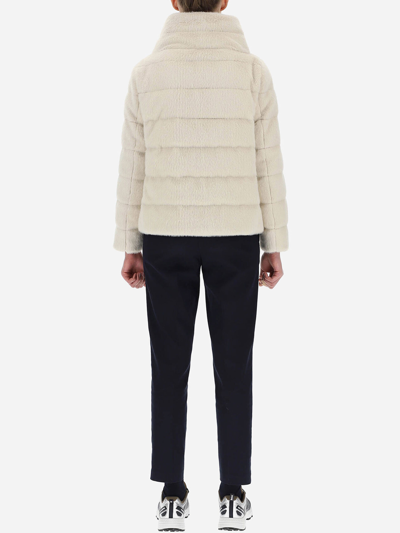 Herno White Down Filled Comforter Jacket In Cream