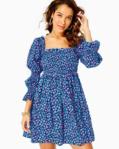 Shop Lilly Pulitzer Beyonca Babydoll Dress In Seabreeze Blue Low Tide Navy Spotted In The Wild
