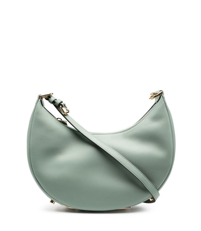 Shop Fendi Logo Plaque Top Handle Bag In Green