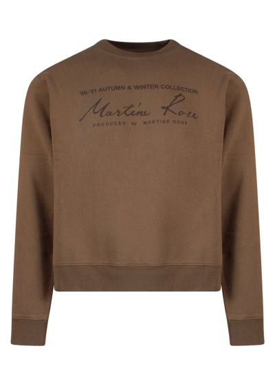 Shop Martine Rose Logo Printed Crewneck Sweatshirt In Brown