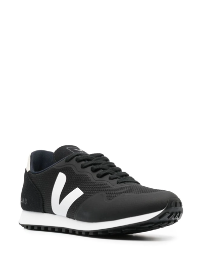 Veja Panelled Low-top Lace-up Sneakers In Black