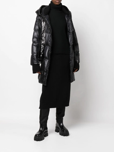 Shop Moncler Knitted Straight Skirt In Black
