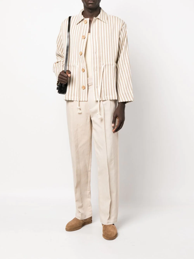 Shop Commas Tailored Crease Trousers In Neutrals