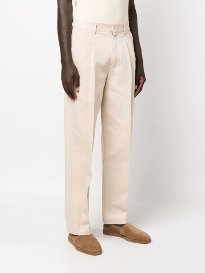 Shop Commas Tailored Crease Trousers In Neutrals