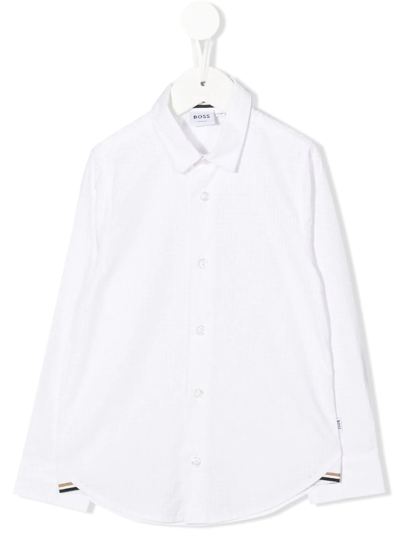 Shop Bosswear Long-sleeve Cotton Shirt In White