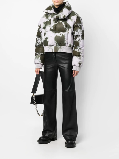Off-white Arrow Tie Dye Down Leather Puffer Jacket In Pink