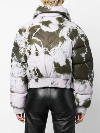 Off-white Arrow Tie Dye Down Leather Puffer Jacket In Pink