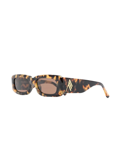 Attico + Linda Farrow Mini Marfa Rectangular-frame Tortoiseshell Acetate Sunglasses In Brown