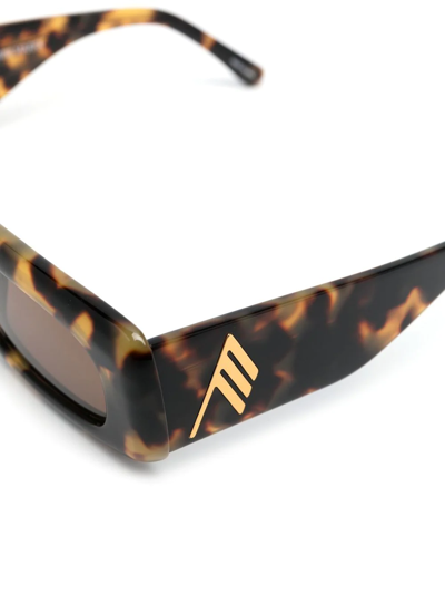 Attico + Linda Farrow Mini Marfa Rectangular-frame Tortoiseshell Acetate Sunglasses In Brown
