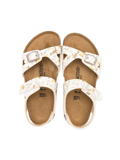 Shop Birkenstock Graphic-print Leather Sandals In White