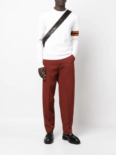 Zegna Stripe-detail Crew-neck Sweater In White
