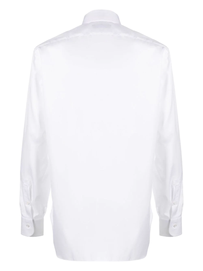 Shop Barba Spread-collar Cotton Shirt In White