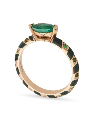 Shop Alice Cicolini 14kt Yellow Gold Memphis Candy Emerald Cocktail Ring In Black
