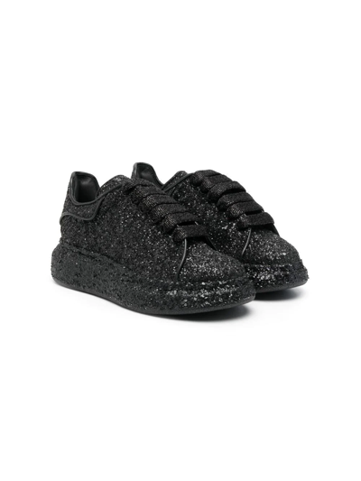 Shop Alexander Mcqueen Glitter-embellished Low-top Sneakers In Black