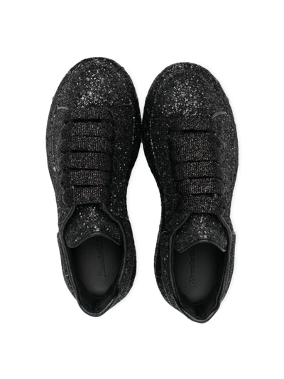 Shop Alexander Mcqueen Glitter-embellished Low-top Sneakers In Black