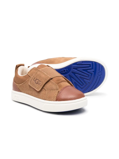 Shop Ugg Touch-strap Debossed-logo Sneakers In Brown