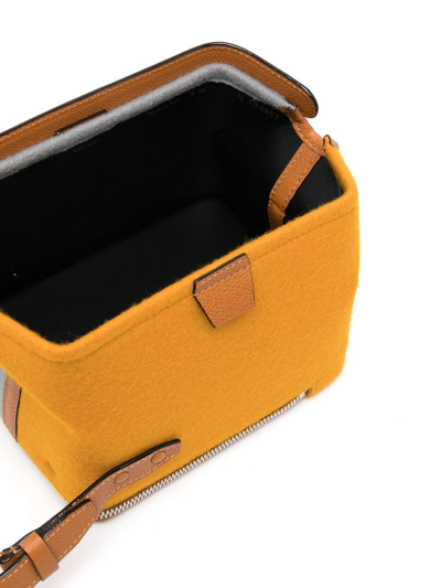 Shop Valextra Colour-block Crossbody Bag In Yellow
