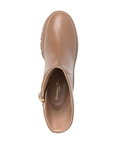 Gianvito Rossi Montey 20 Leather Ankle Boots In Neutrals