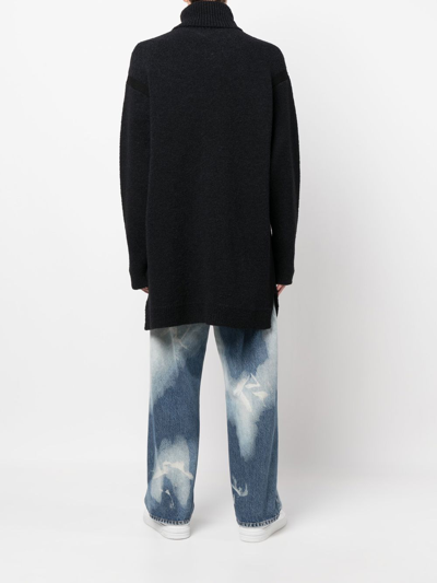 Off-white Micro Boucle Extra-long Turtleneck Jumper In Black