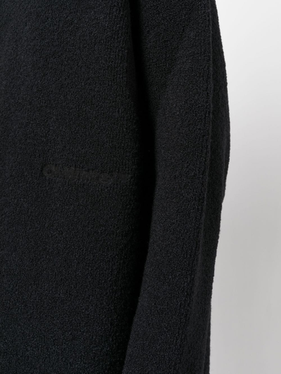 Off-white Micro Boucle Extra-long Turtleneck Jumper In Black