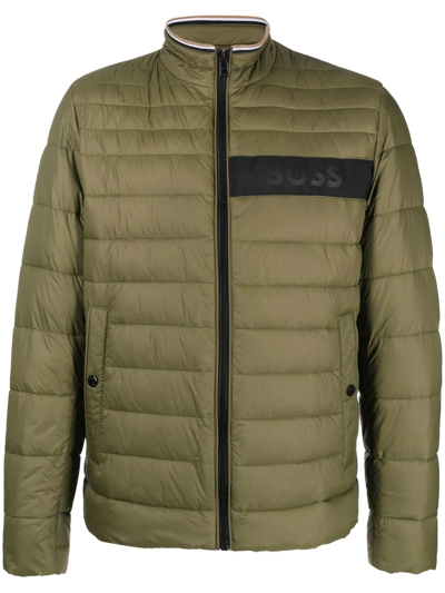 Hugo Boss Logo-print Padded Jacket In Green | ModeSens