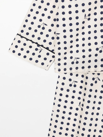 Shop Bonpoint Polka-dot Print Pajama Set In Neutrals