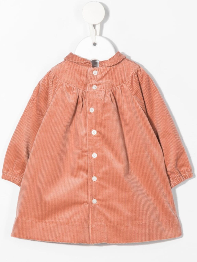 Shop Bonpoint Long-sleeve Corduroy Dress In Pink